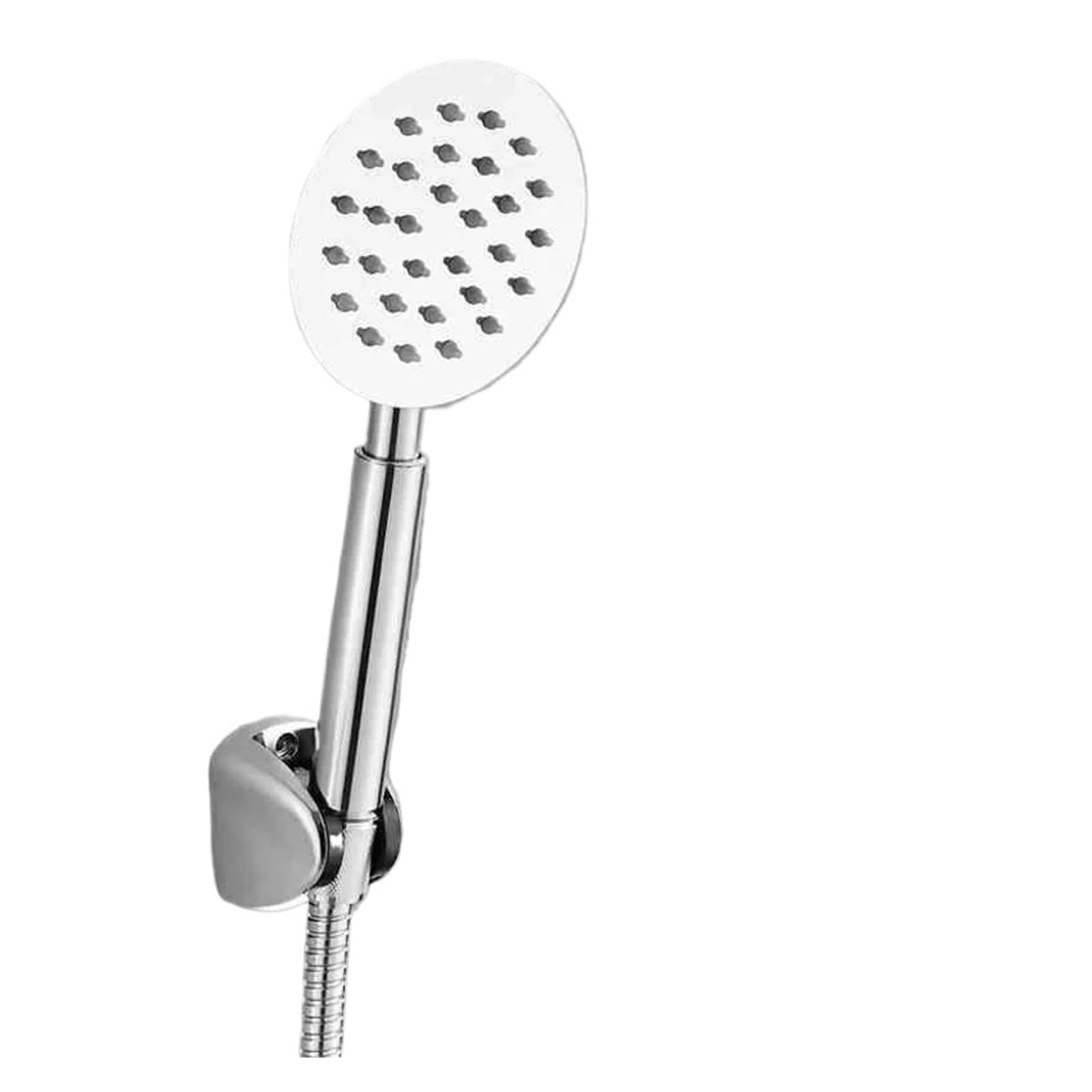 Handheld Stainless Steel Booster Shower Head Silicone Water Outlet Round Square Bathroom Shower Head Set(Round)
