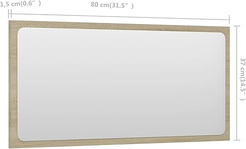 Miniatura 5 de Tidyard Espejo de pared con marco de aglomerado, espejo acrílico para baño, roble Sonoma para entrada, pasillo, vestidor, sala de estar, dormitorio,