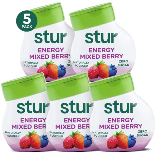 Image of Stur Liquid Water Enhancer | Mixed Fruit with Caffeine| Sweetened with Stevia | High in Vitamin C & Antioxidants | Sugar Free | Daily Hydration & Workout Recovery | Zero Calories | Keto | Vegan (5 Pack)