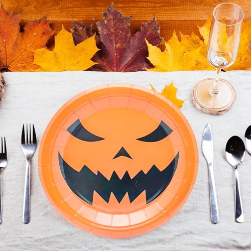 50 platos de papel de calabaza para fiesta de Halloween miniatura 2