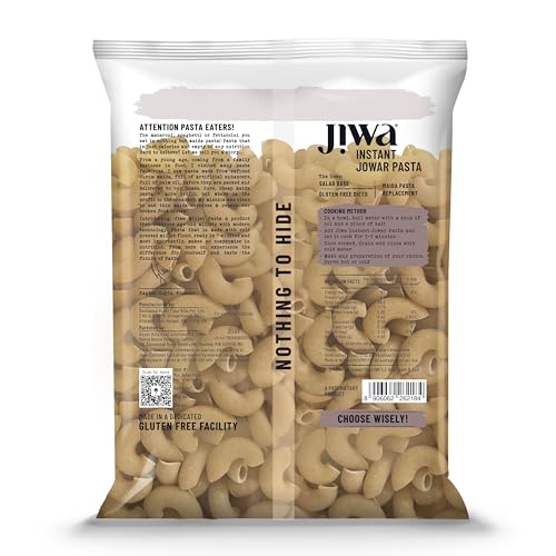 Image of Jiwa Instant Jowar Pasta | Macaroni | Cooks in 7 minutes | Ready to Cook | 100% Millet | No Maida, No Atta | Gluten Free | 200 g (Pack of 5)