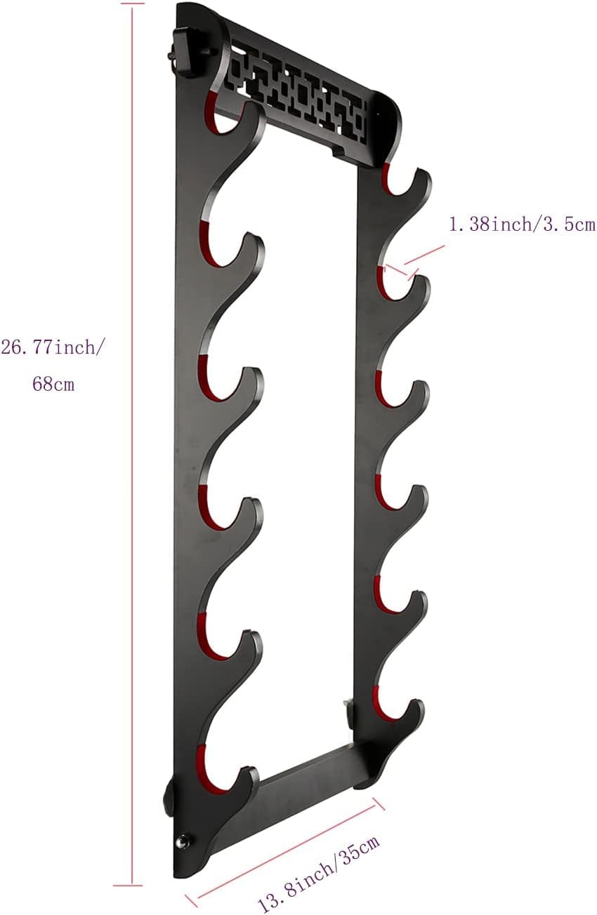 Soporte para espadas Katana de 6 niveles, para espada Samurai, soporte de pared Wakizashi Tanto para colgar en la pared, espada