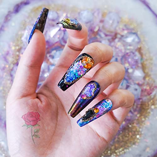 Let's Resin Chameleon Chunky Flakes, Resin Supplies-8 Color Intense Colorshift Pigment Powder For Resin Crafts/Tumblers, Chrome Powder Iridescent Eyeshadow Flakes For Nail Art/Paints/Soap Making #TOP5