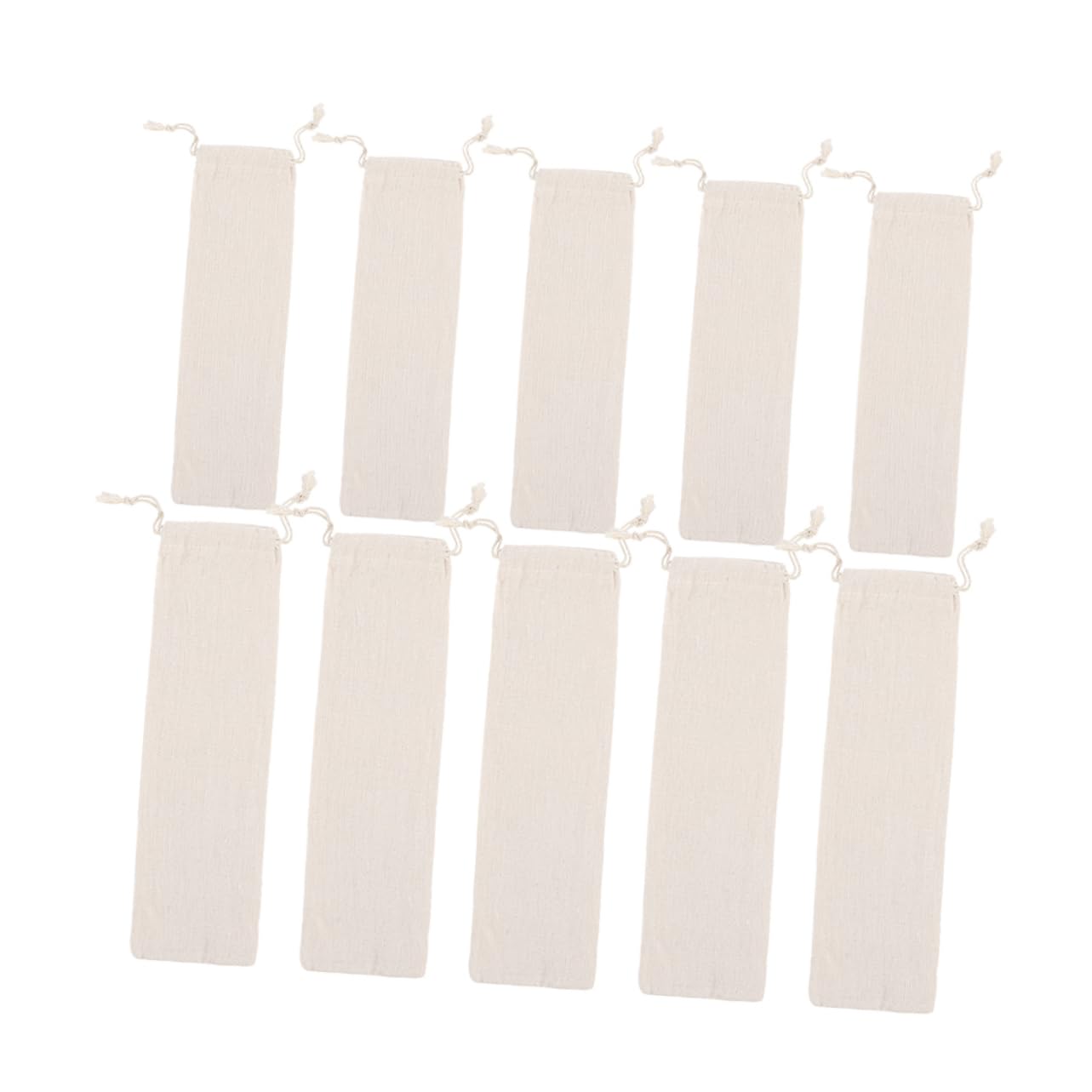 OKUMEYR 10pcs Cotton and Linen Cutlery Bags Drawstring Tableware Pouches for Chopsticks Spoons and Forks Travel-friendly Storage for Personal Utensils