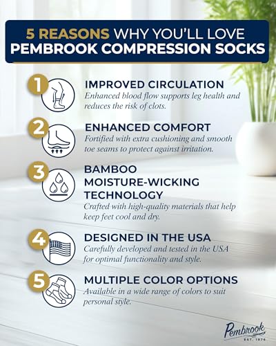 Image of Pembrook Bamboo Viscose Light Compression Socks - 3 Pairs | 8-15 mmhg Compression Socks | Knee High Comfort Support Socks