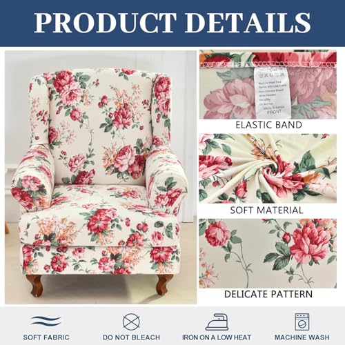 HAOYONG-Wing-Chair-Slipcovers-Stretch-Wingback-Chair-Covers-Printed-2-Pieces-Wingback-Armchair-Slipcover-Elastic-Chair-Slip-Covers-Washable-Armchair-Protector-Cover-for-Living-Room-and-Bedroom HAOYONG Wing Chair Slipcovers Stretch Wingback Chair Covers Printed 2 Pieces Wingback Armchair Slipcover Elastic Chair Slip Covers Washable Armchair Protector Cover for Living Room and Bedroom