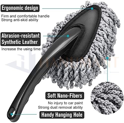 Image of H HANUMANT ENTERPRISE 7 PCS Microfiber Car Duster Kit|Interior & Exterior Car Cleaning Detailing Tool|Scratch & Lint Free, Pollen Removing|Extendable Long Handle Duster for Car, SUV, & Motorcycle
