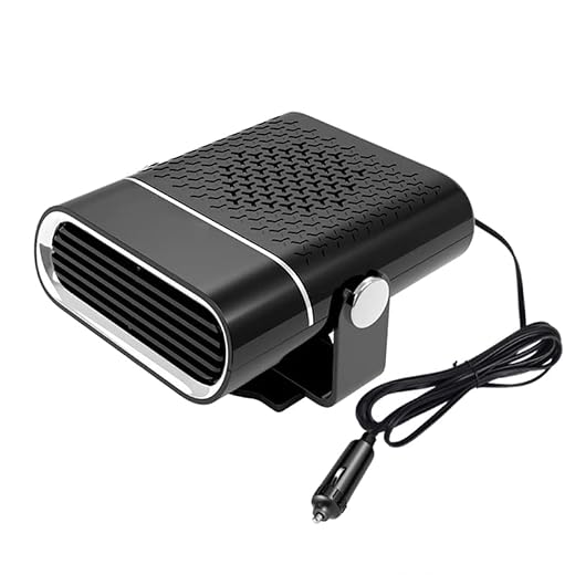 Car Heater, Portable Windshield Defroster and Defogger, 12V 150W 2 in 1 Fast Heating and Cooling Fan with Cigarette Lighter Plug (Black)