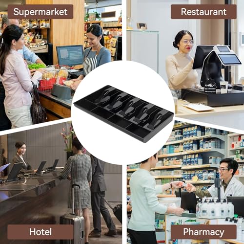 Cash Register Drawer Insert Tray 5 Bill 4 Coin, Safe Case Box Money Tray Insert Storage Organizer Drawer for Supermarkets Shops Hotels Commercial Currency Register Black (5 Bill 4 Coin)