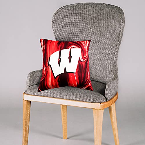Image of College Covers Wisconsin Badgers 2 Sided Color Swept Decorative Pillow, 16 inch, Made in The USA
