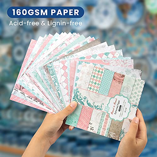 Vondyu Patterned Cardstock 6"X6", Vintage Scrapbook Paper Pad For Card-Making, Single-Sided Pattern Prints Designer Paper, 24 Sheets Holiday Diy Decorative Craft Paper Photo Die-Cut Background Papers #TOP5