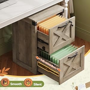 Devaise 2 drawer file cabinet with lock wood farmhouse filing cabinet for home office printer stand fits letter and a4 size gray oak  urban country home decor