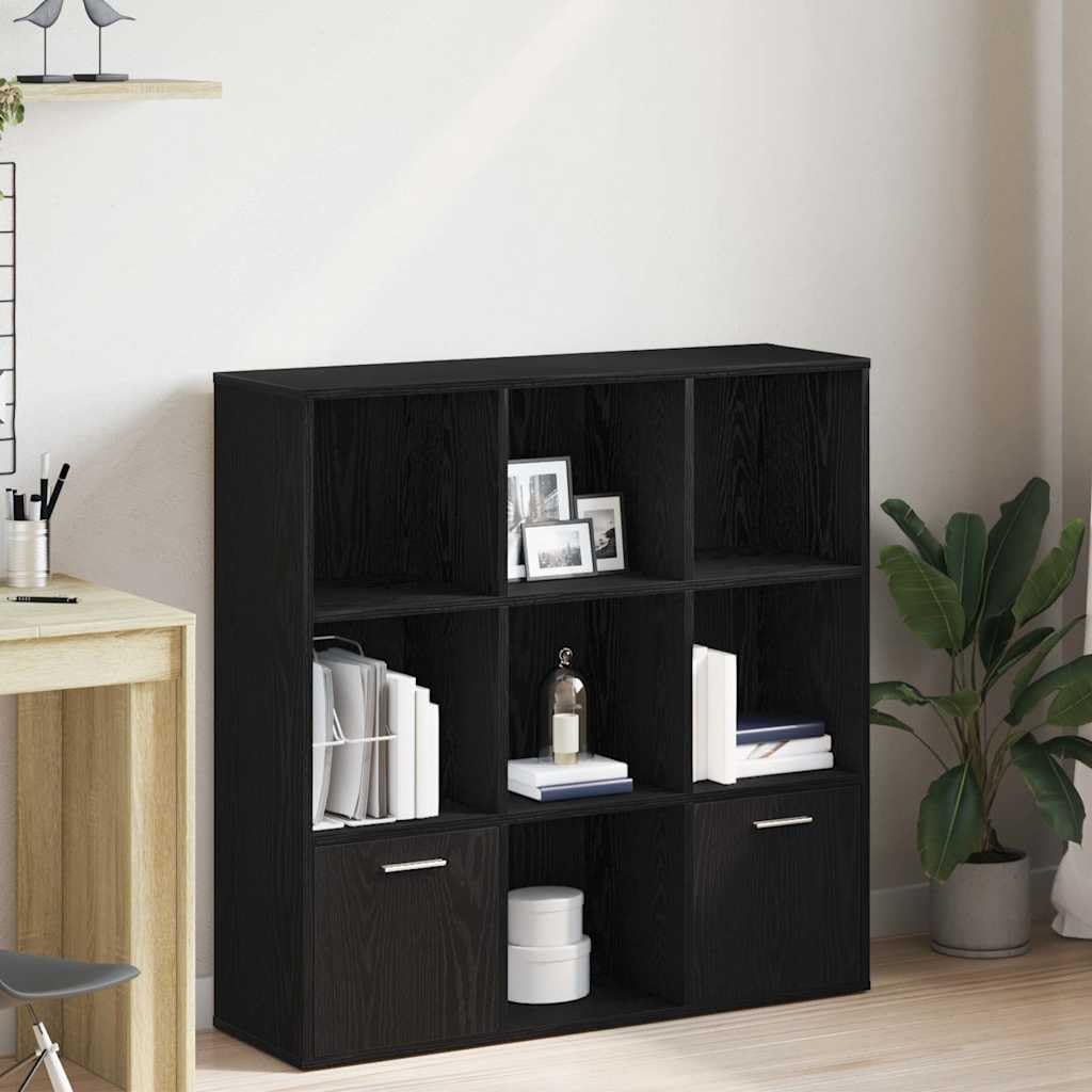Regał na książki, do salonu, mały regał – regał na książki o wyglądzie czarnego dębu, 98 x 29 x 97,5 cm, materiał drewnopochodny do pomieszczenia gospodarczego, piwnicy, kuchni na zewnątrz