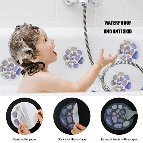 Secopad Non Slip Bathtub Stickers, 10 Pcs Large Cobblestone Adhesive Anti Slip Decal Threads For Shower And Bath Tub With Premium Scraper #TOP4