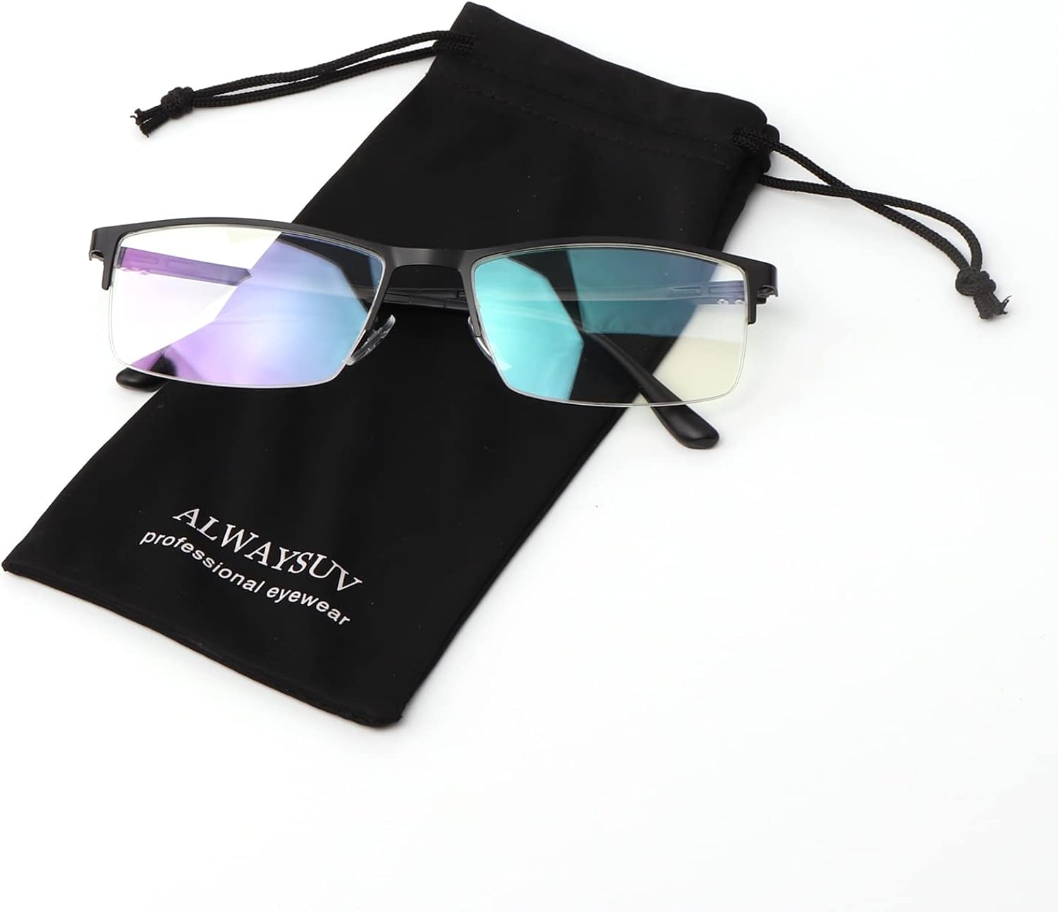 Miniatura 2 de ALWAYSUV Moda negro medio marco lente transparente gafas de negocios marco mujereshombres, Negro -