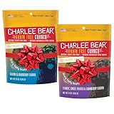 Charlee Bear Grain Free Bear Crunch Dog Treats 2 Flavor Variety Bundle: (1) Bacon & Blueberry Flavor and (1) Turkey, Sweet Potato & Cranberry Flavor, 8 Ounces Each