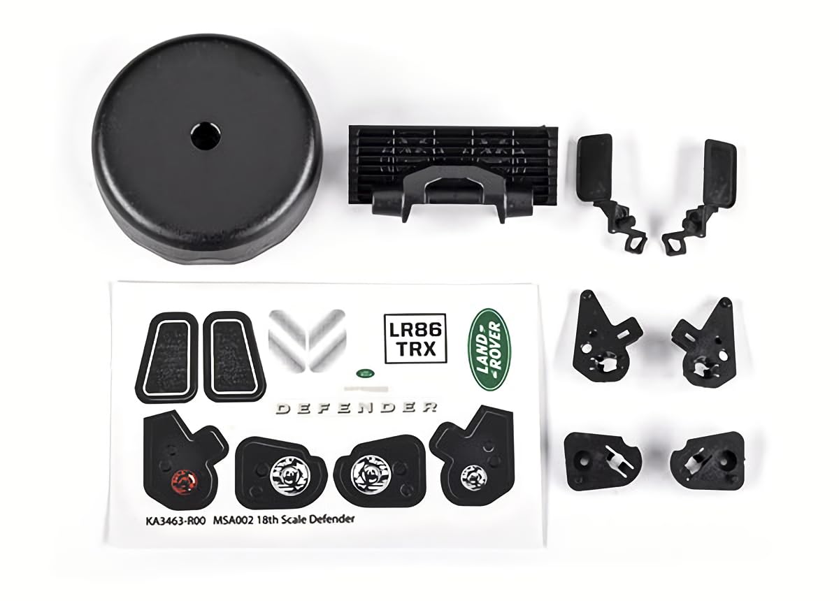 TraxxasTRX4M Grille/ mirrors, side (left & right)/ spare tire cover/ light retainers, body (front & rear, left & right)/ decal sheet (fits #9712 body)