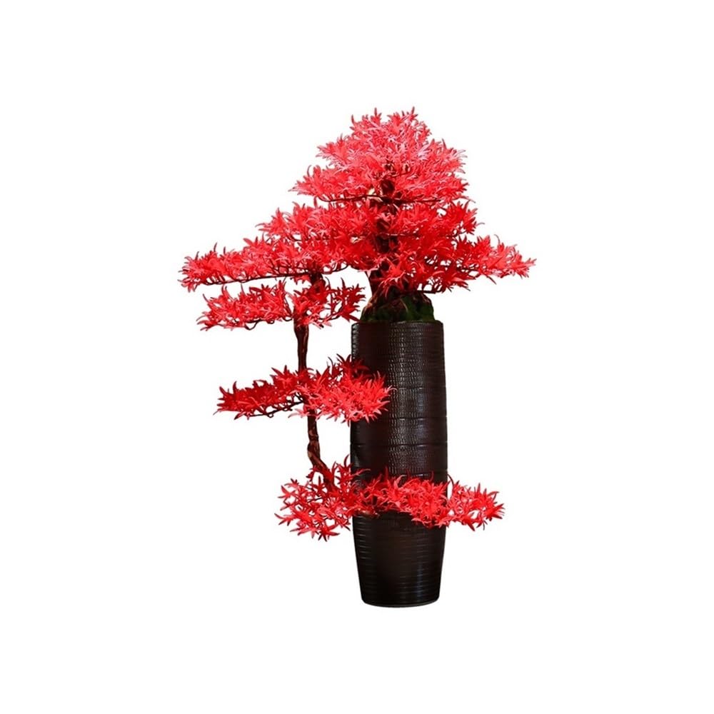 IUokLU Artificial Bonsai Floor Artificial Bonsai Tree Ornaments Maple Landscaping Living Room Decoration Office Fake Plants