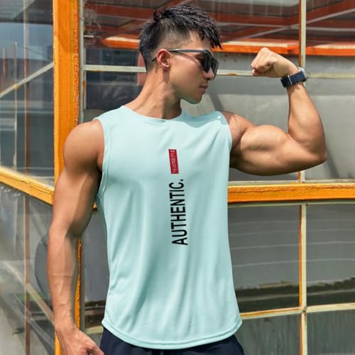 Image of Men's Sandow Sleeveless Vest - Slim Fit Ribbed Cotton Blend Tank Top - Lightweight Crew Neck Gym Workout Undershirt for Summer