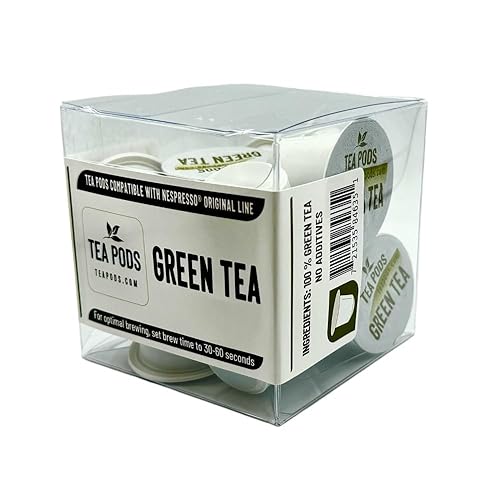 10 cápsulas de té verde compatibles con Nespresso OriginalLine, cápsulas de té de una sola porción para cafeteras, cápsulas de té para máquinas de