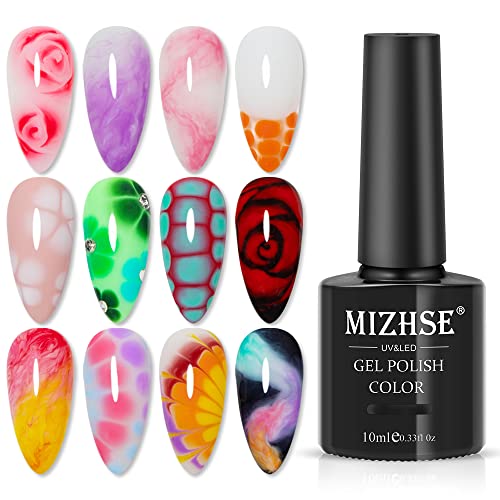 MIZHSE Blooming Gel Nail Polish Universal Marble Flower Nail Paint Gel Blossom Watercolour Effect Autumn Design Manicure Nail Art Kit for Varnish Nail Beginner and Nail Salon Cover