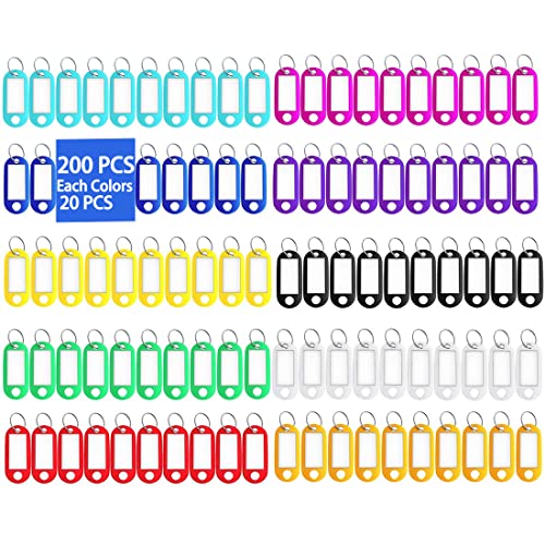 Consejos para Comprar Llaveros los mejores 5. 47 200 Piezas 10 colores Identificador de Llaves, Etiquetas de Identificación de Llaves, Etiquetas Clave, Llavero plástico con Ventana Etiqueta de Anillo Partido para Bolsas de...
