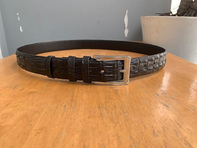 Genuine Alligator Leather Belt with Real Crocodile Buckle for Men, 1.57"=4cm Width3