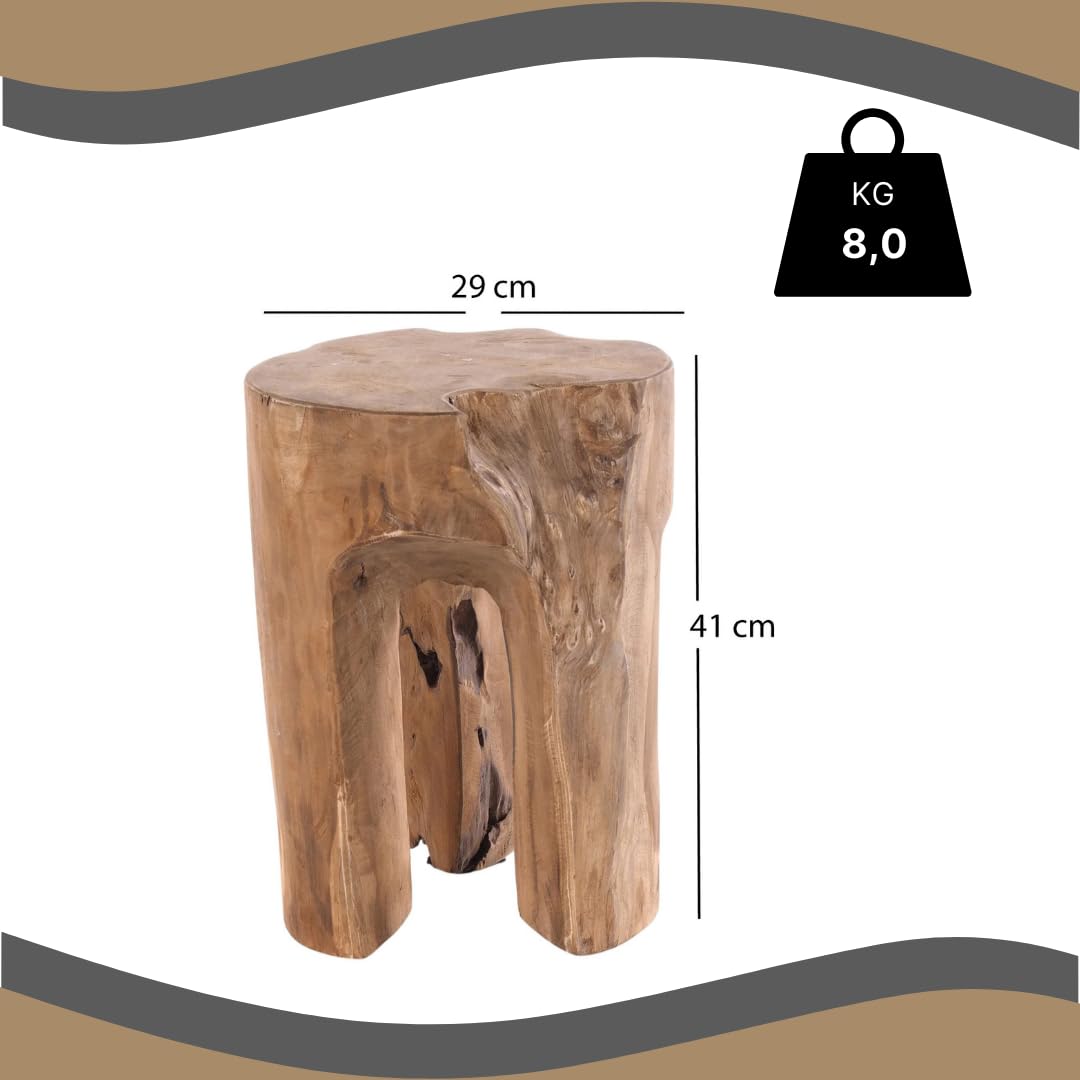 DESIGN DELIGHTS RUSTIKALER BAUMSTAMM HOCKER Log | 41x29x29 cm (HxBxT), Altholz, Natur | Sitzhocker