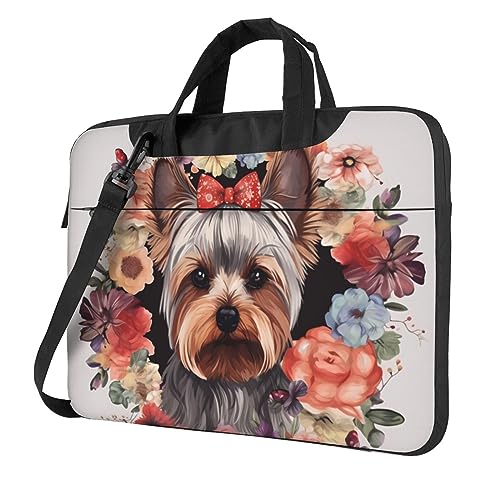 Sac ordinateur portable Yorkie floral grande capacité pour transporter tout votre matériel
