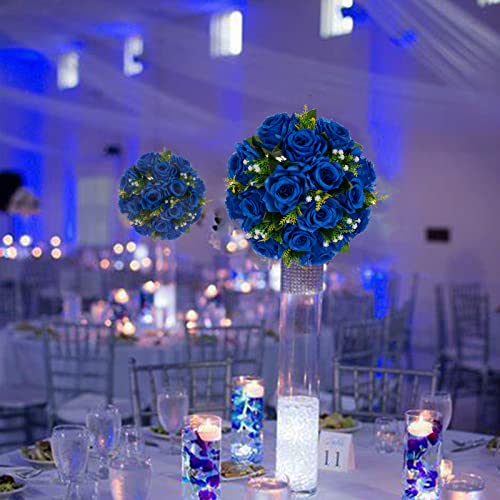 Flower Balls Wedding Rose Centerpieces: 10 Pcs Fake Flowers Royal Blue Kissing Balls Decor Artificial Floral Arrangements Flower Bouquet Of Roses Home Party Table Diy Decorations #TOP2