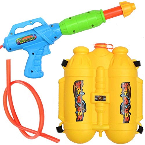 Pistola de agua con depósito de mochila de 3 L, cañón de agua, depósito de retorno amarillo amarillo