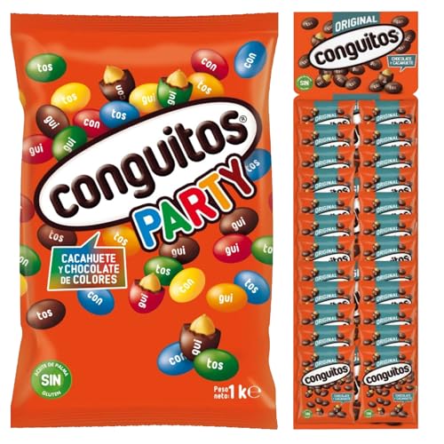 Conguitos kit cumpleaños mix 1,432 KG: bolsa party 1KG + panoplia negro 24X18G