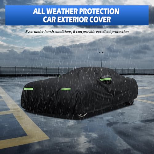 Image of Car Cover Custom Fit for Toyota Camry 1996-2026, for Honda Accord 2001-2026, Migaven Waterproof Full Exterior Cover Rain Sun Hail Protection with Door Zipper & Inner Cotton, Black