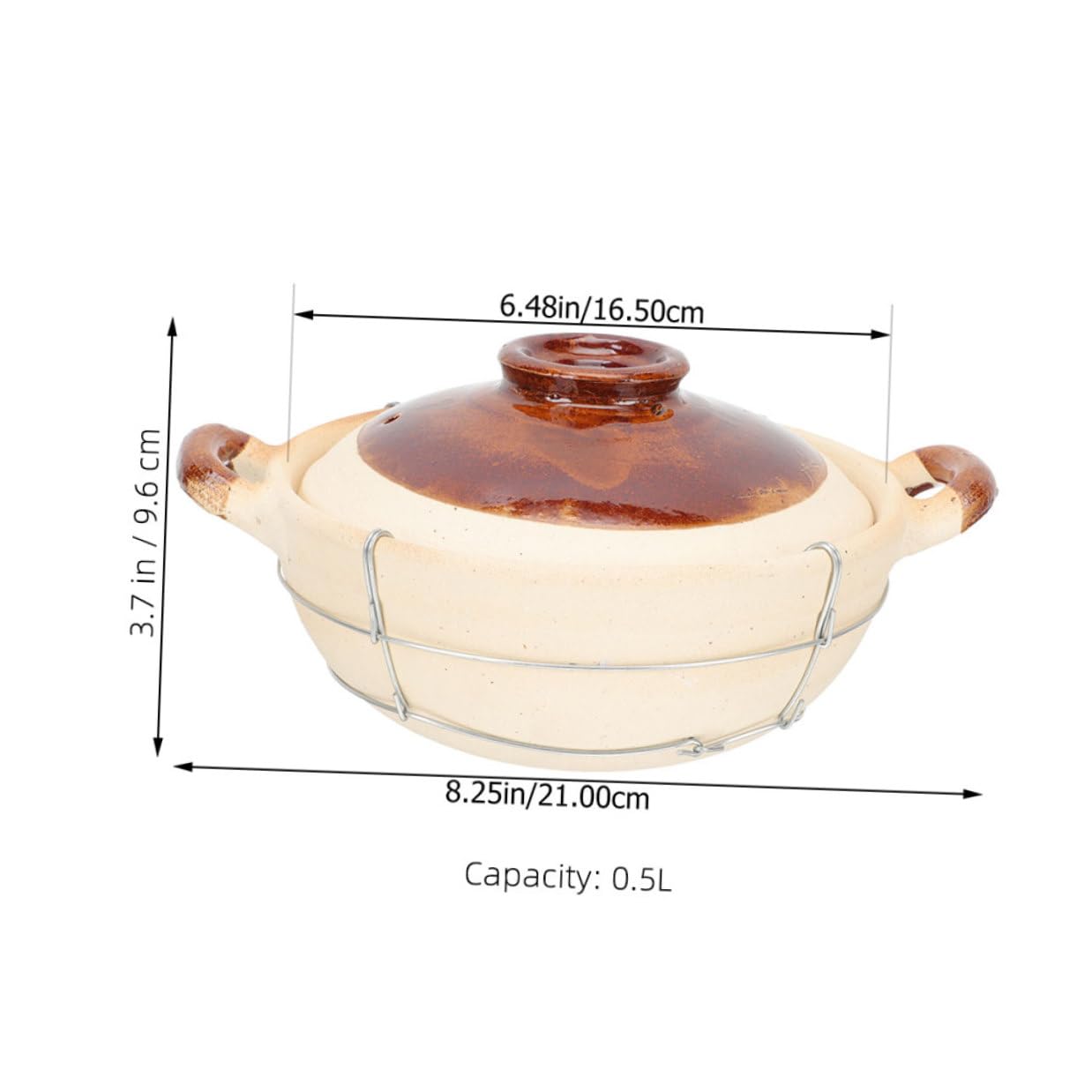 Artibetter Cazuela De Barro Con Mango Ergonómico 0,5l Blanca Porción Ollas Calientes Japonesas Utensilios Cocina Barro Para Arroz y Guisos Hogar Juego 2 Piezas