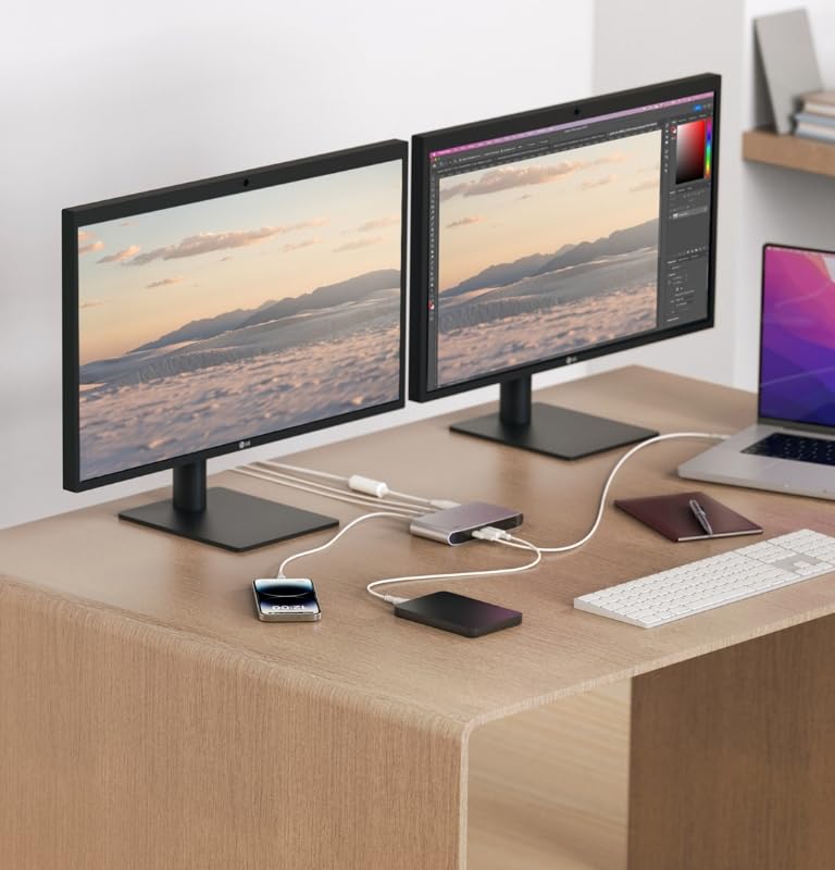 Belkin INC013qcSGY 5-in-1 Thunderbolt 4 Docking Station 40Gbps Data Transfer 96W PD Support Dual 4K/60Hz Single 8K/30Hz 150W Power Supply Unit & TB4 Cable (0.8m)