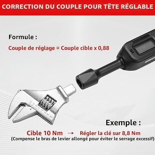 LLAVETOR Set di chiavi dinamometriche regolabili digitali, chiave dinamometrica digitale da 3/8", ampia gamma 3-135 Nm, precisione ± 2%, con display LCD per riparazione auto e moto - 2