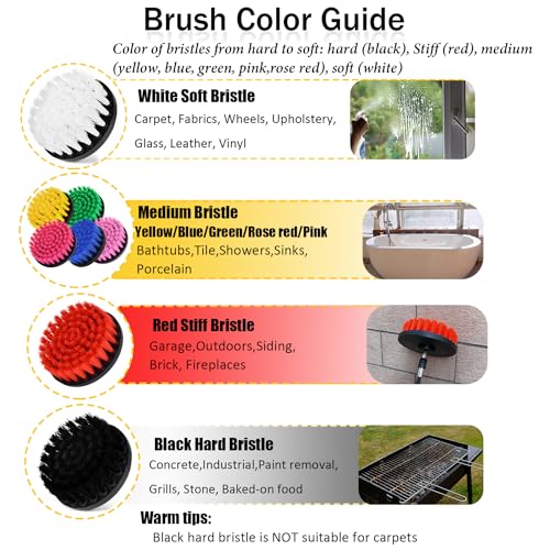 Image of 8 Pack Drill Brush Attachment Set,1 /4in Power Scrubber Brush + Extend Long Rod, Multi-Purpose Brush Drill Attachment, Power Cleaning Scrub Brush for Bathroom, Tub, Tile(Green)