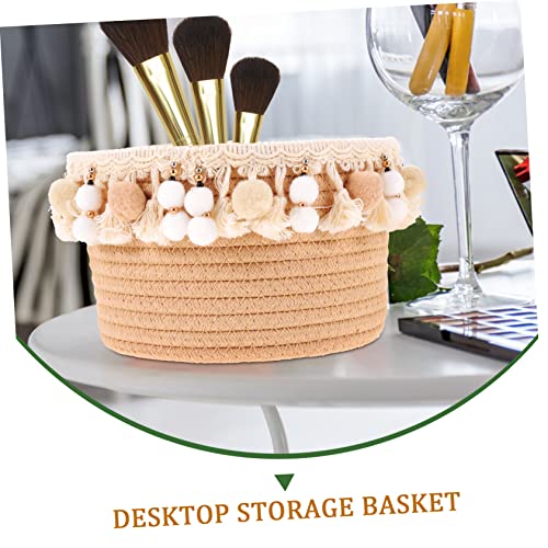 Cesta redonda de cuerda de algodon tejida PRETYZOOM decorativa para mesa 5