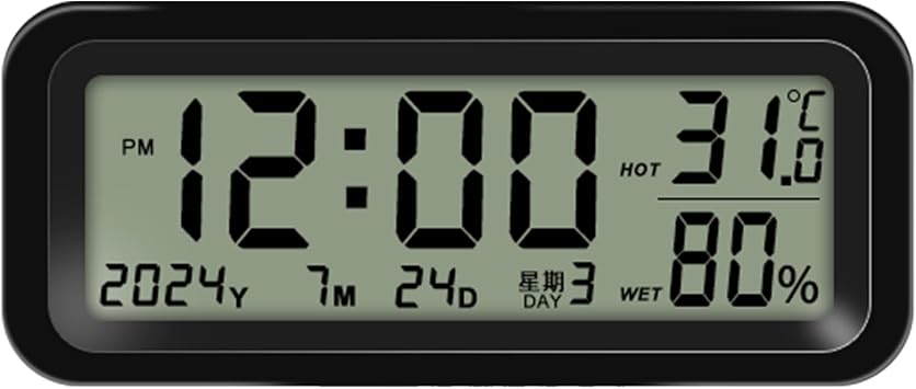 Small Digital Clock,Car Dashboard Clock Rechargeable, Car Truck Dashboard Time Date Temperature Humidity Display
