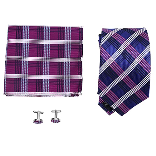 Set de corbata para hombre con diseño a cuadros clásico 3 piezas miniatura 1