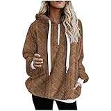 Women's Hoodies Fuzzy Fleece Hooded Sweatshirt Long Sleeve Winter Warm Sherpa Pullover Tops with...
