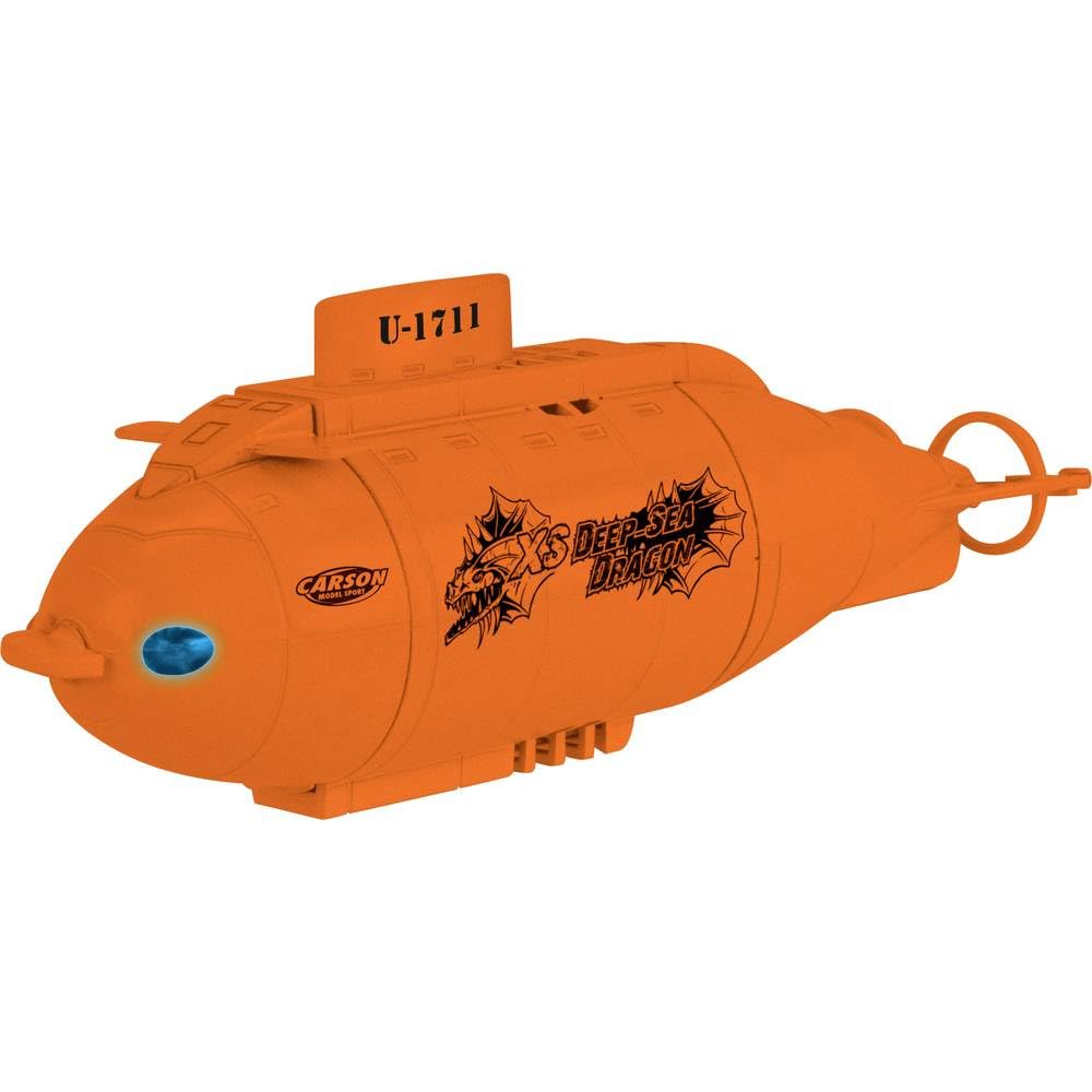 Carson 500707117 XS Deep Sea Dragon 100% RTR Orange - sous-Marin télécommandé, pour Les Enfants à partir de 8 Ans, Bateau sous-Marin RC, Facile à Utiliser