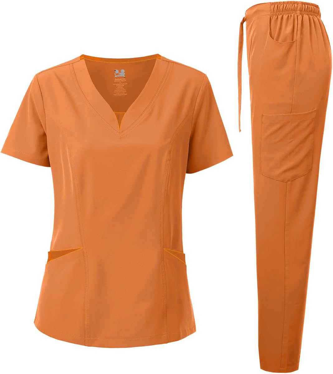 Dagacci Scrubs for Women Set  4-Way Stretch Top and Pants Womens Scrub Sets, Contrast V-Neck and Pocket
