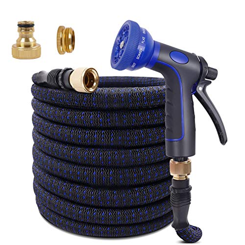 Preisvergleich Produktbild KAREEME Wasserschlauch Gartenschlauch, Einziehbarer Bewässerungsschlauch, Flexibler Gartenschlauch mit 3-Fach Latexkern, 10 Funktionsspray(8M)