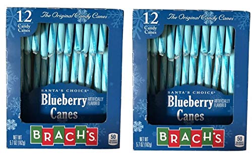 Golden Gift Box - Brachs Blueberry Candy Canes - Fruity Blue Blueberry Candy Canes (2 packs - 24 total)