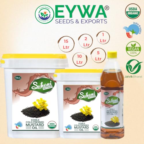 Image of Eywa Seeds & Exports Pvt Ltd Organic Black Mustard Oil (15 Liter) Cold Pressed /Wood Pressed Oil | Sarso /Mustard Kachi Ghani Ka Tel (Suhani)