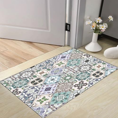 Alfombra pasillo larga de 110x120 cm lavable y antideslizante de pelo corto para cocina 7