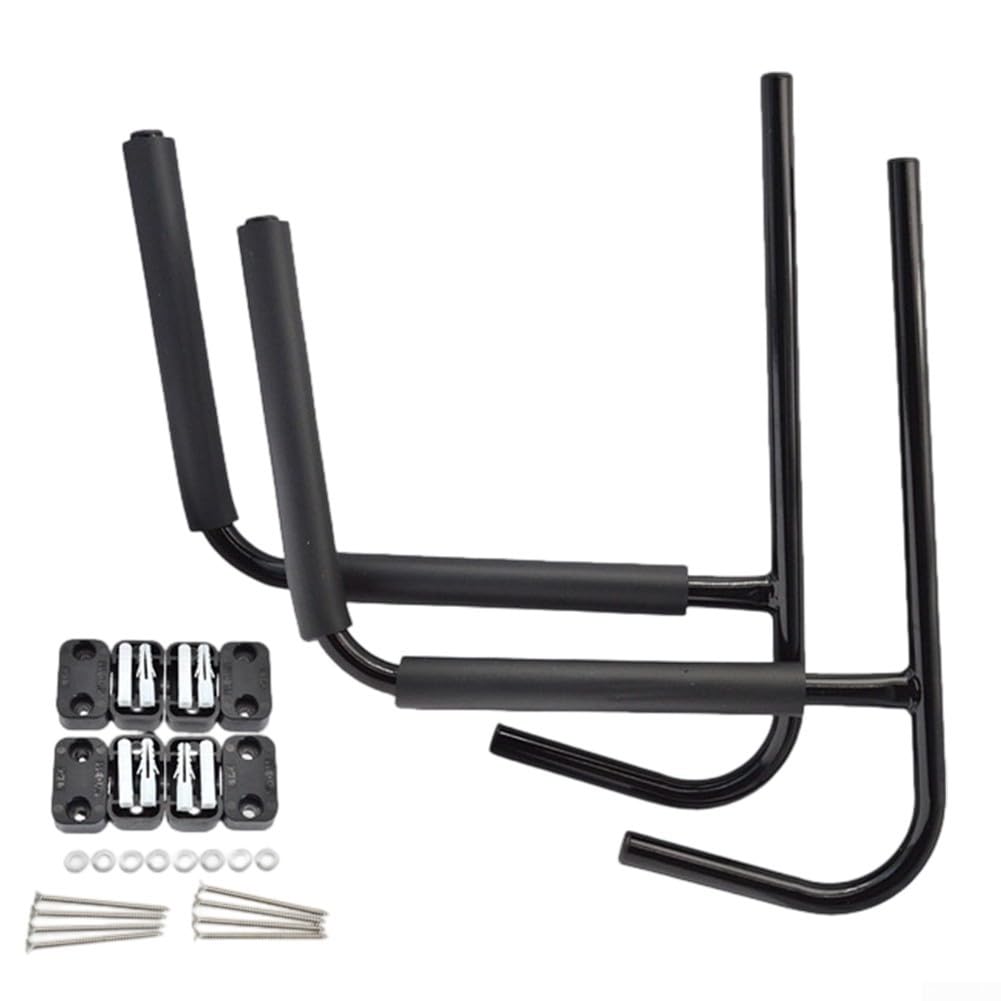 Wandhalterung für Kajak, robust, Eisen, Lagerregal für Kanus, Surfbretter, Paddel, Garage, Schuppen, Halterung, Schwarz, 42 x 38 cm, 2 Stück