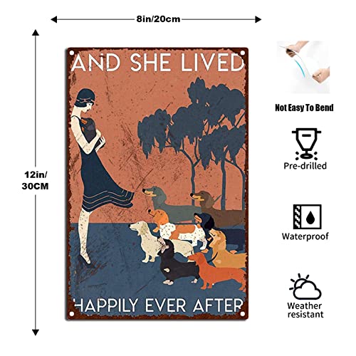 YNRBGDFR Vintage Tin Sign Dachshund Dog Lover and She Lived Happily Ever After The Kitchen Sign Retro Funny Decorative Iron Picture 8x12inch-Tin Sign - Image 5