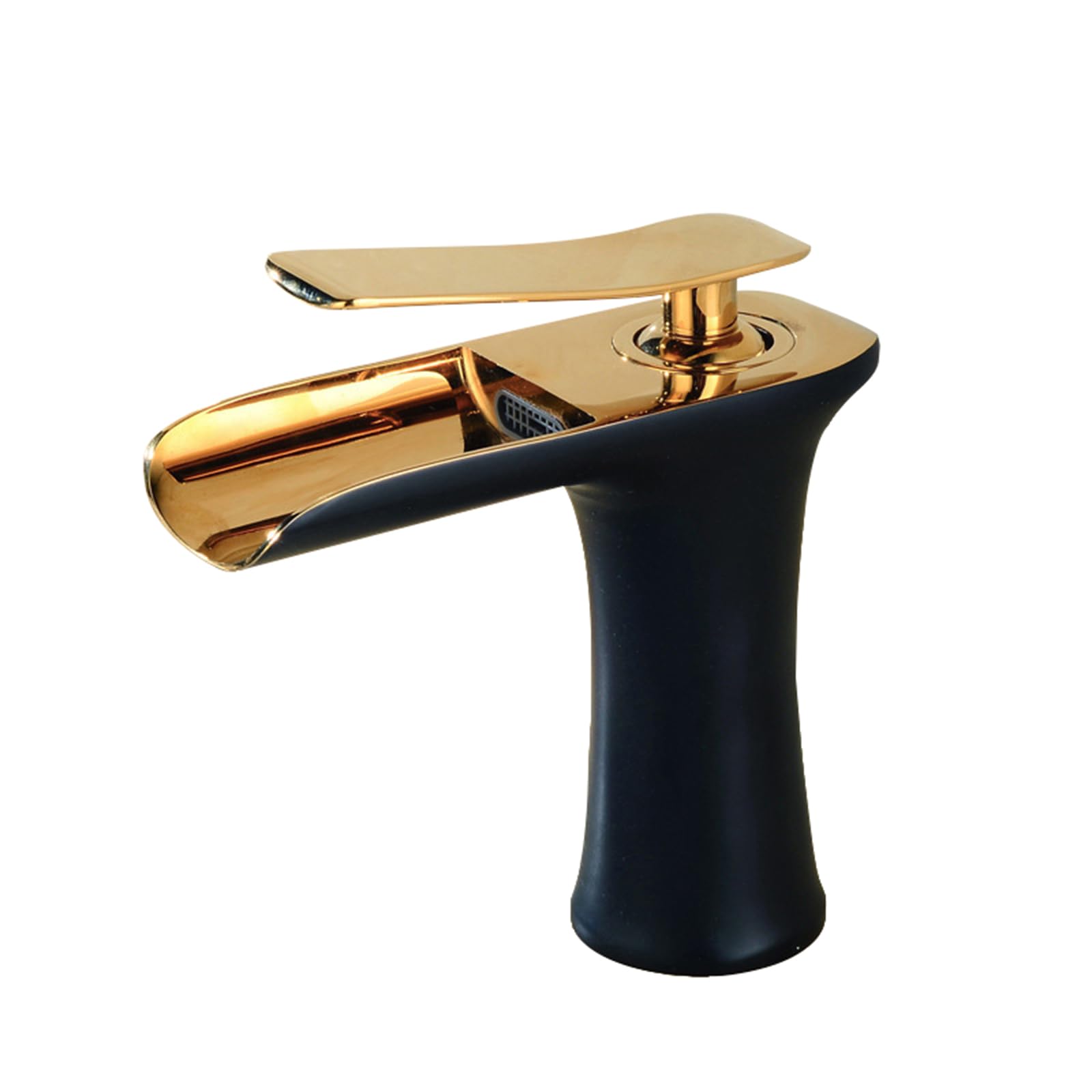 Mitigeur cascade pour lavabo noir et or idéal pour rénover une salle de bain